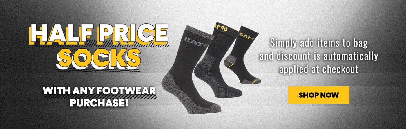 HALF PRICE SOCKS WITH ANY FOOTWEAR PURCHASE! Simply add items to bag and discount is automatically applied at checkout. SHOP NOW