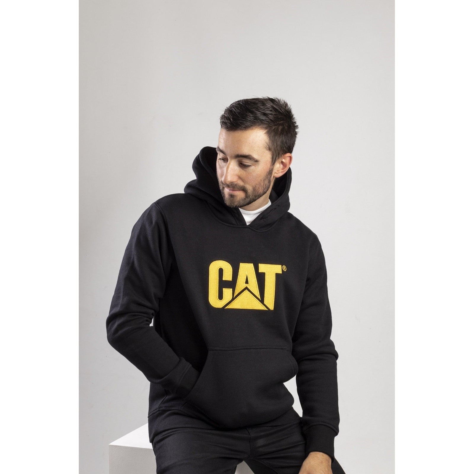 Mens Caterpillar Black Trademark Hooded Sweatshirt Shop Caterpillar UK